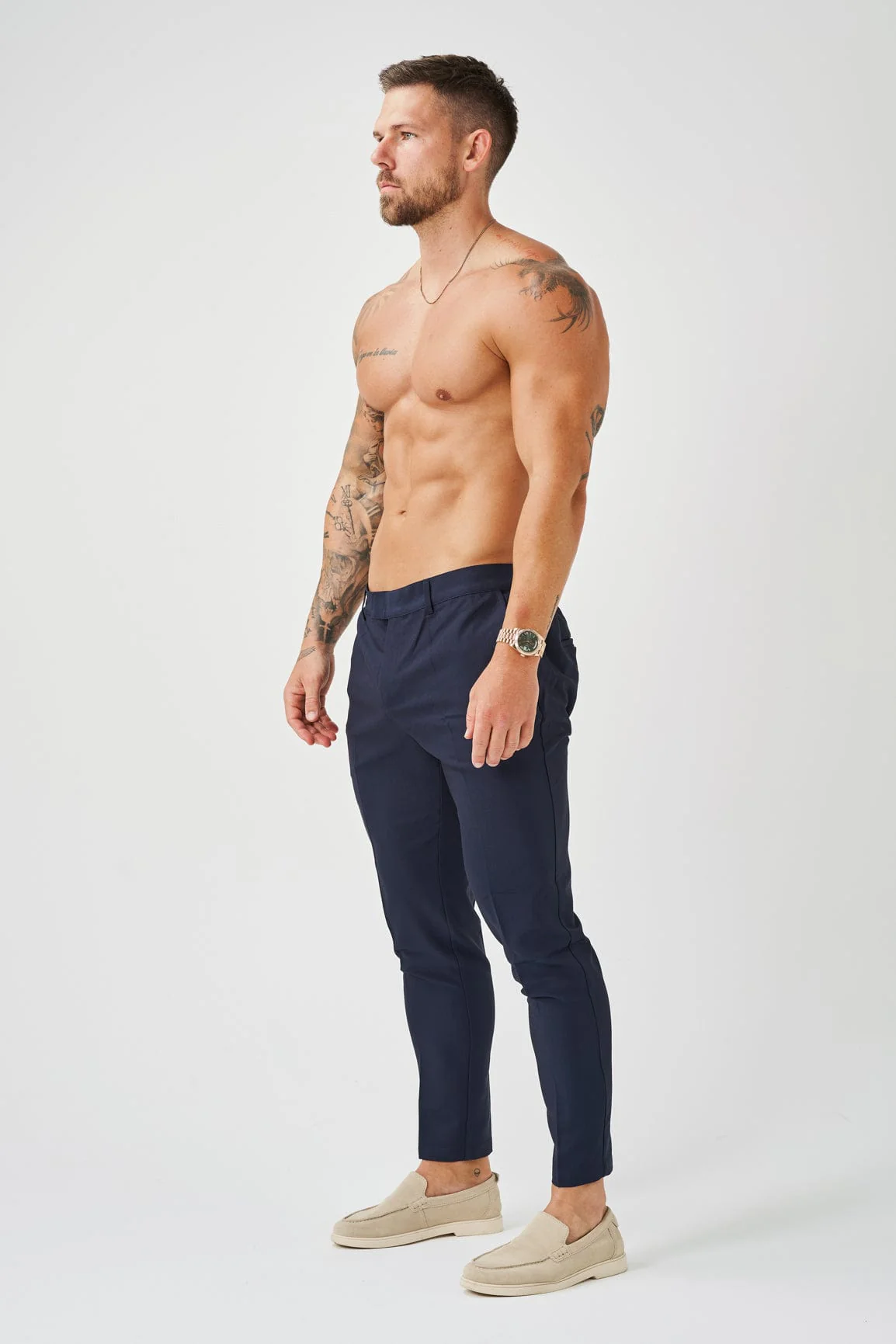 STRETCH WOVEN TROUSER - NAVY - Image 5