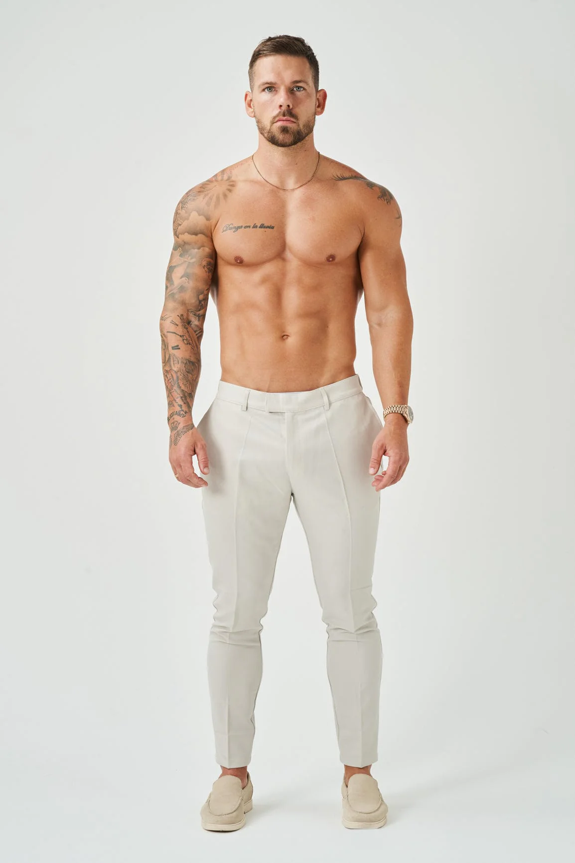STRETCH WOVEN TROUSER - SAND - Image 3