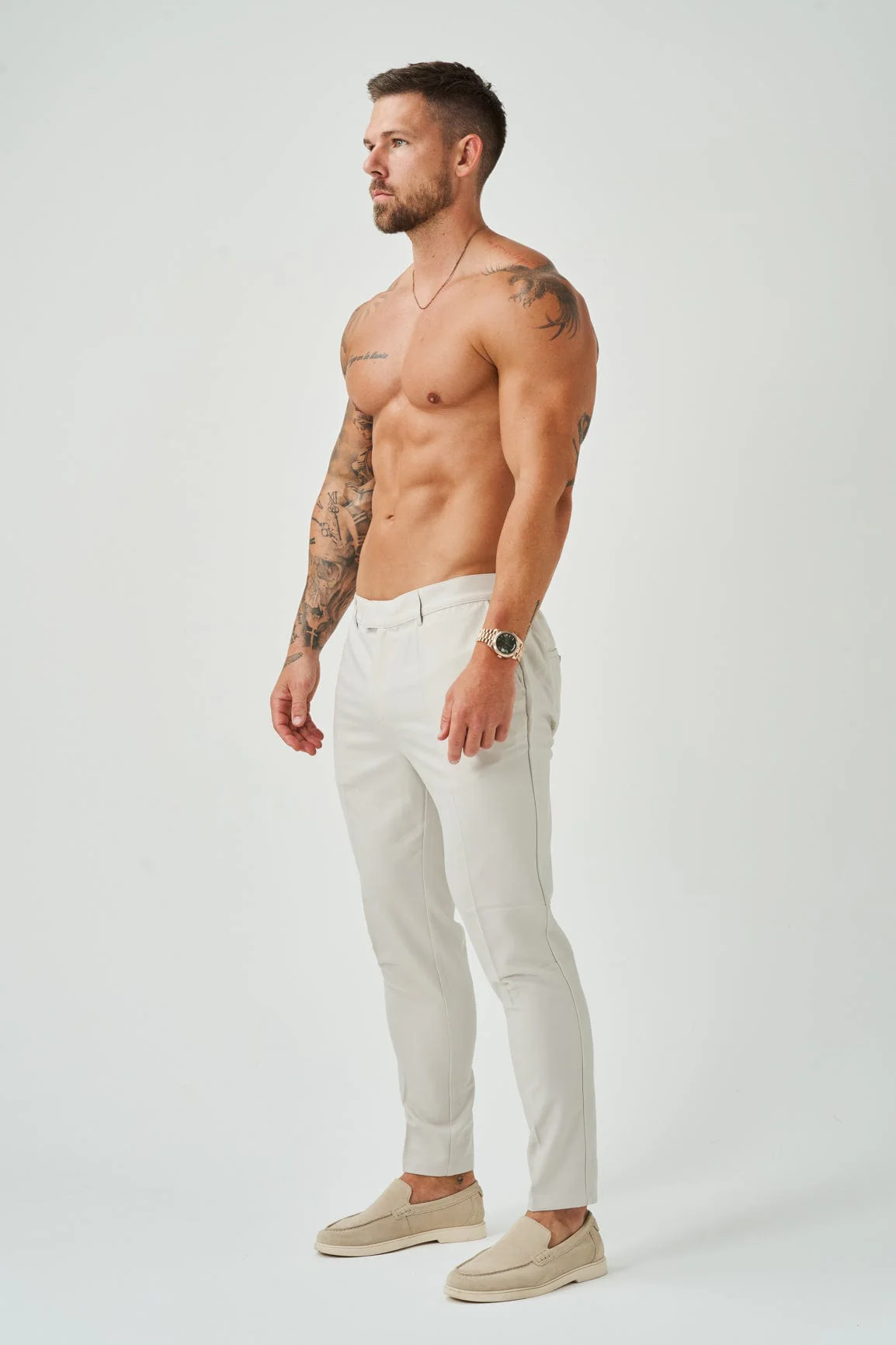 STRETCH WOVEN TROUSER - SAND - Image 5