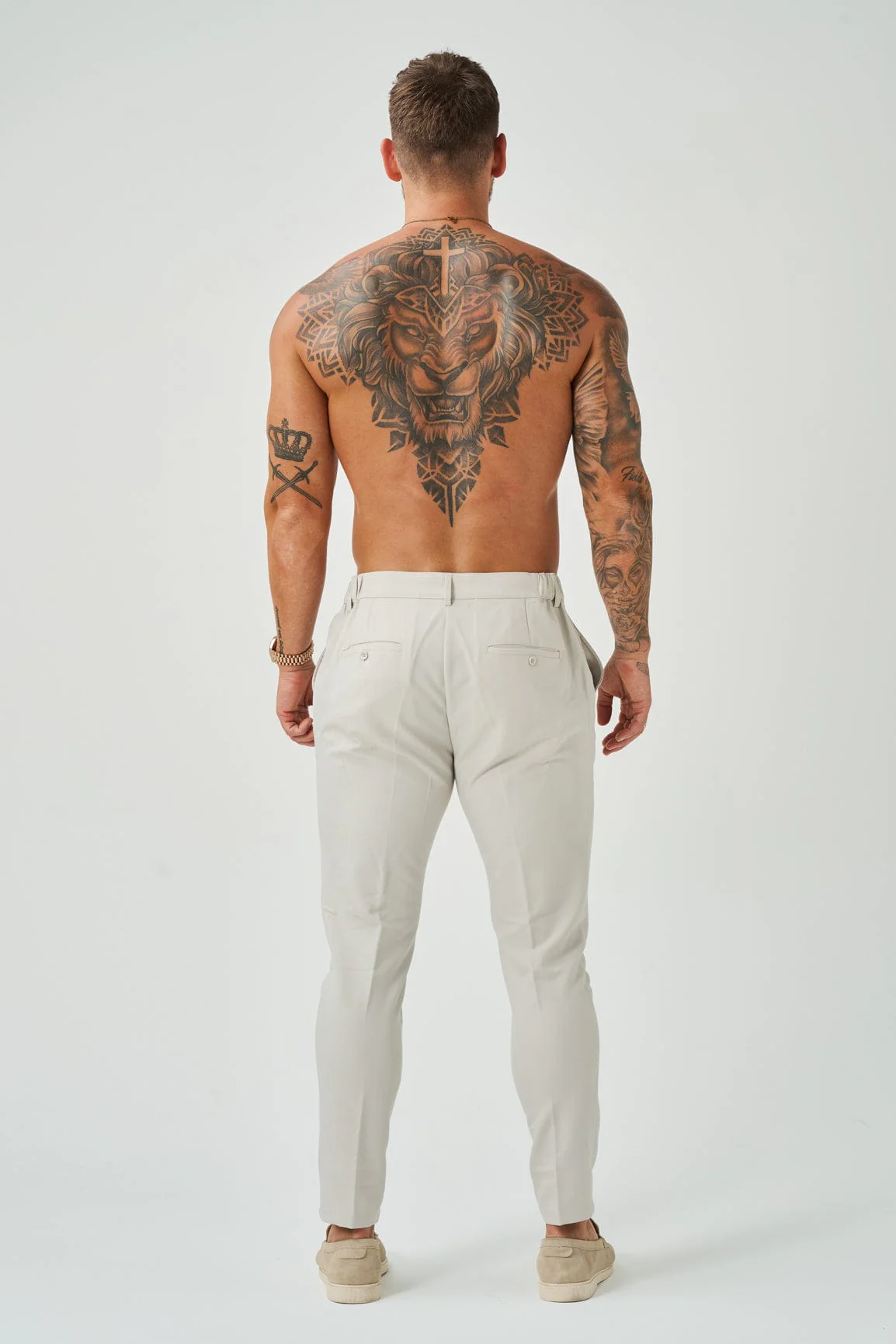 STRETCH WOVEN TROUSER - SAND - Image 7