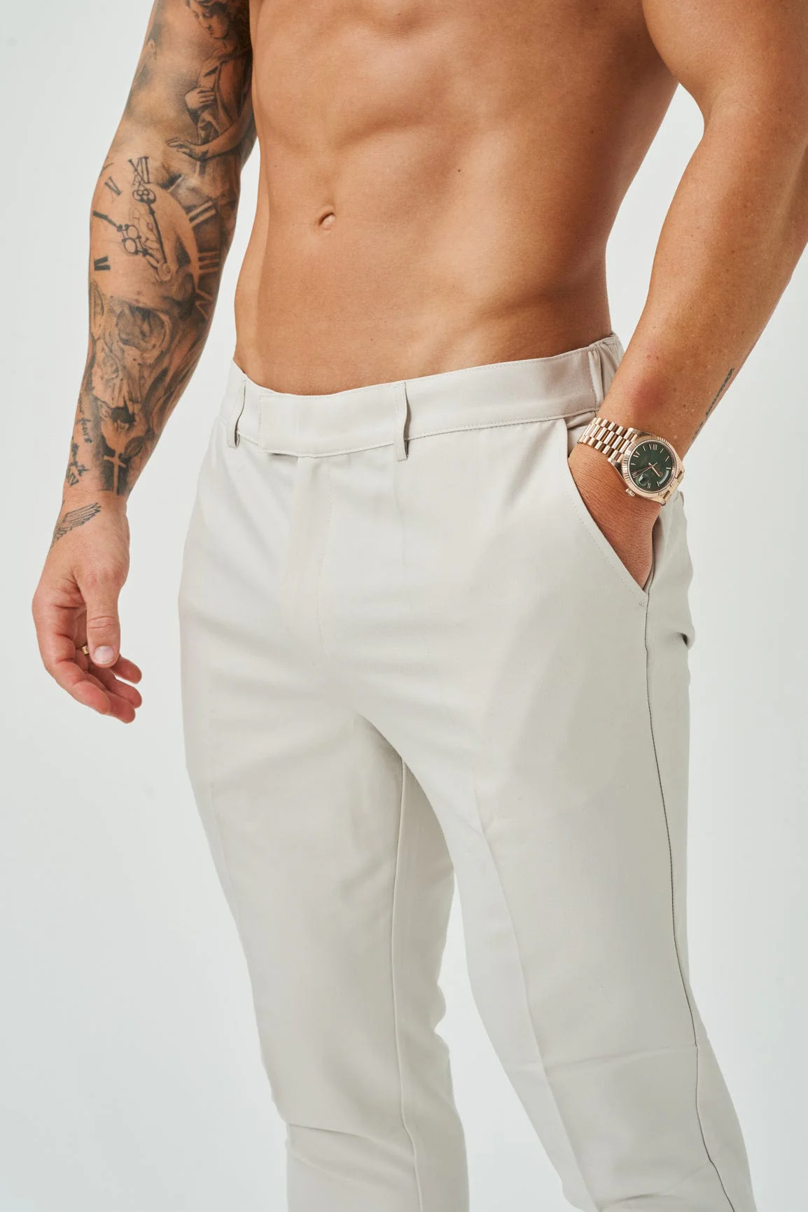 STRETCH WOVEN TROUSER - SAND - Image 8