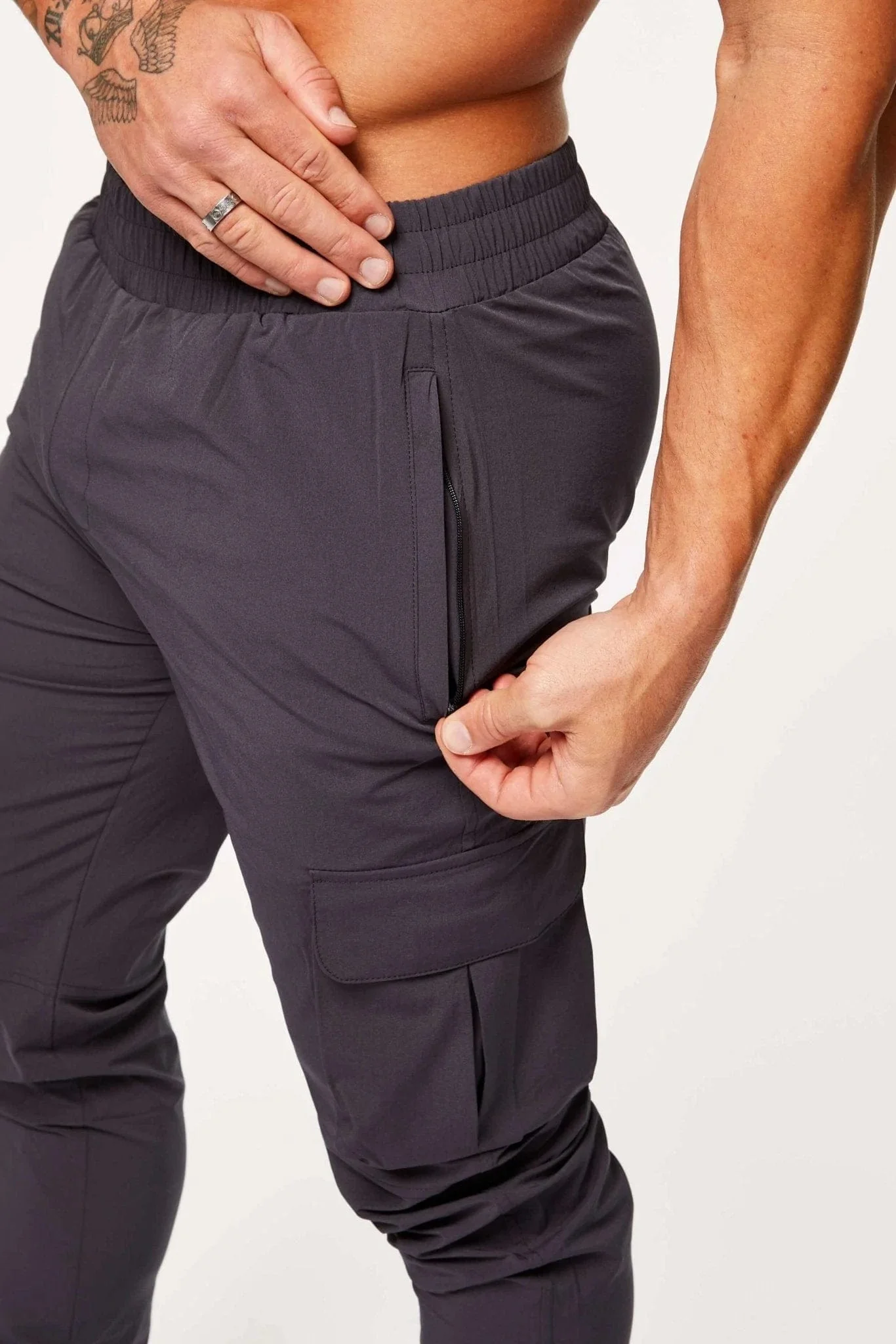 TECH STRETCH CARGO PANTS - DARK GREY - Image 6