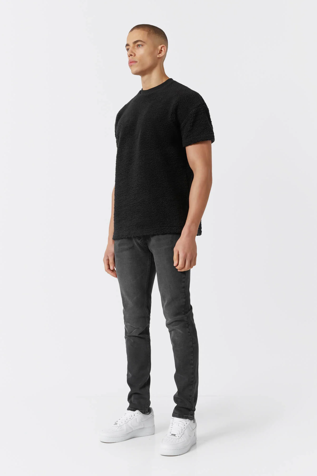 TOWELLING T-SHIRT - BLACK - Image 3