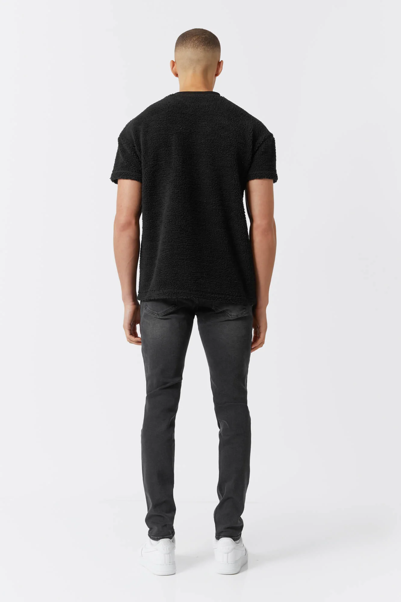 TOWELLING T-SHIRT - BLACK - Image 5
