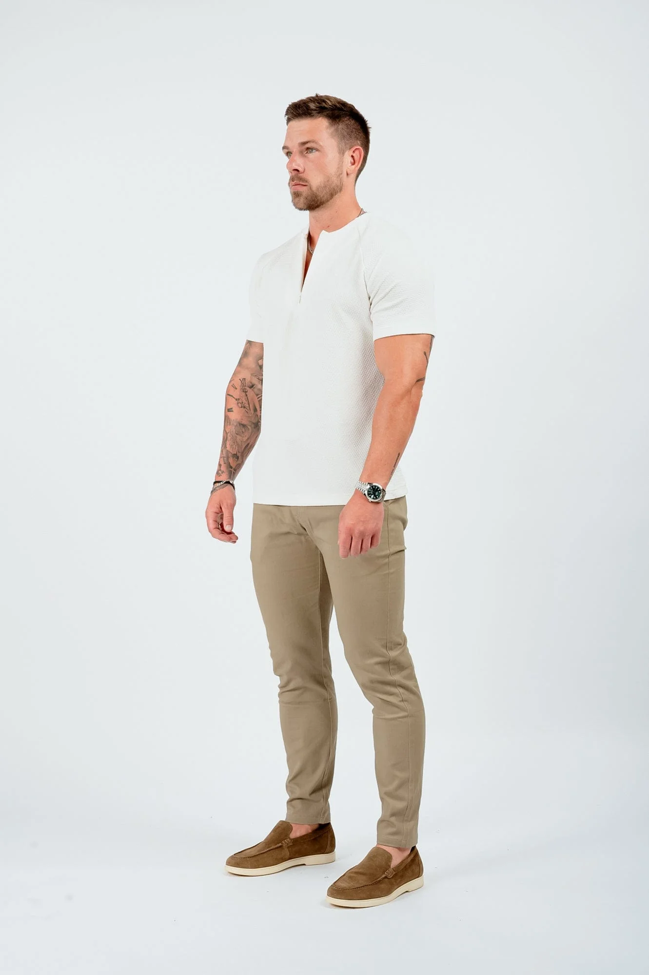 TEXTURED HENLEY TOP - WHITE - Image 5