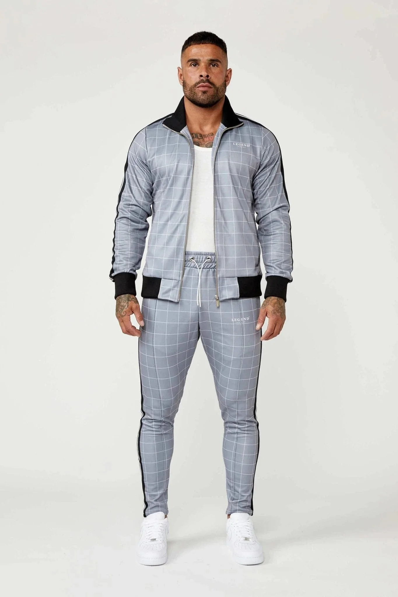 TRACK JACKET IN WINDOWPANE CHECK - GREY - Image 3