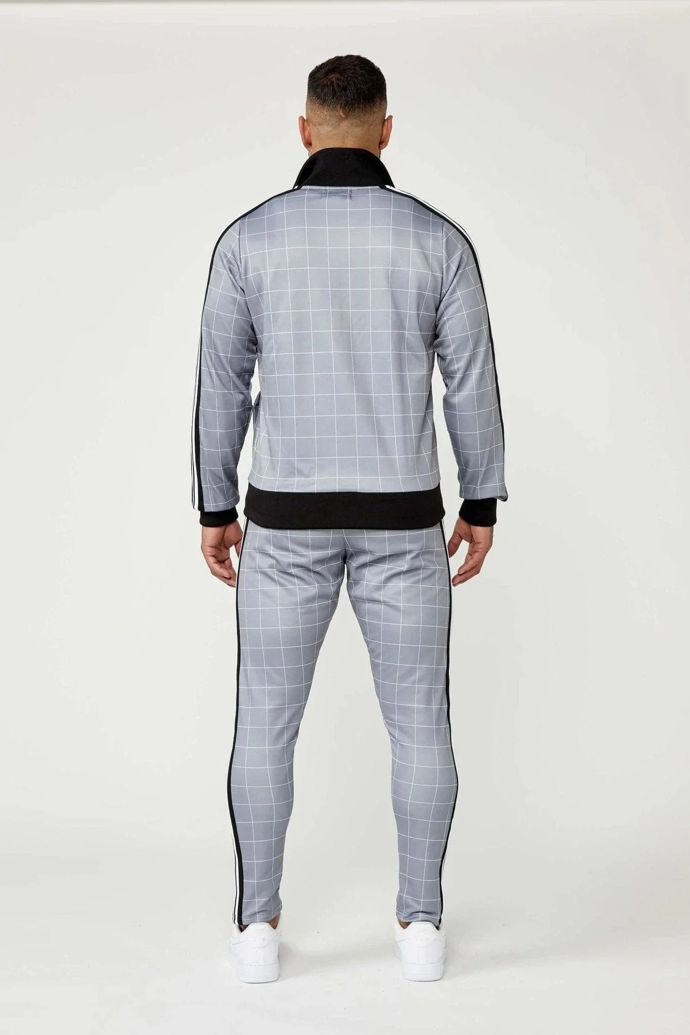 TRACK JACKET IN WINDOWPANE CHECK - GREY - Image 5
