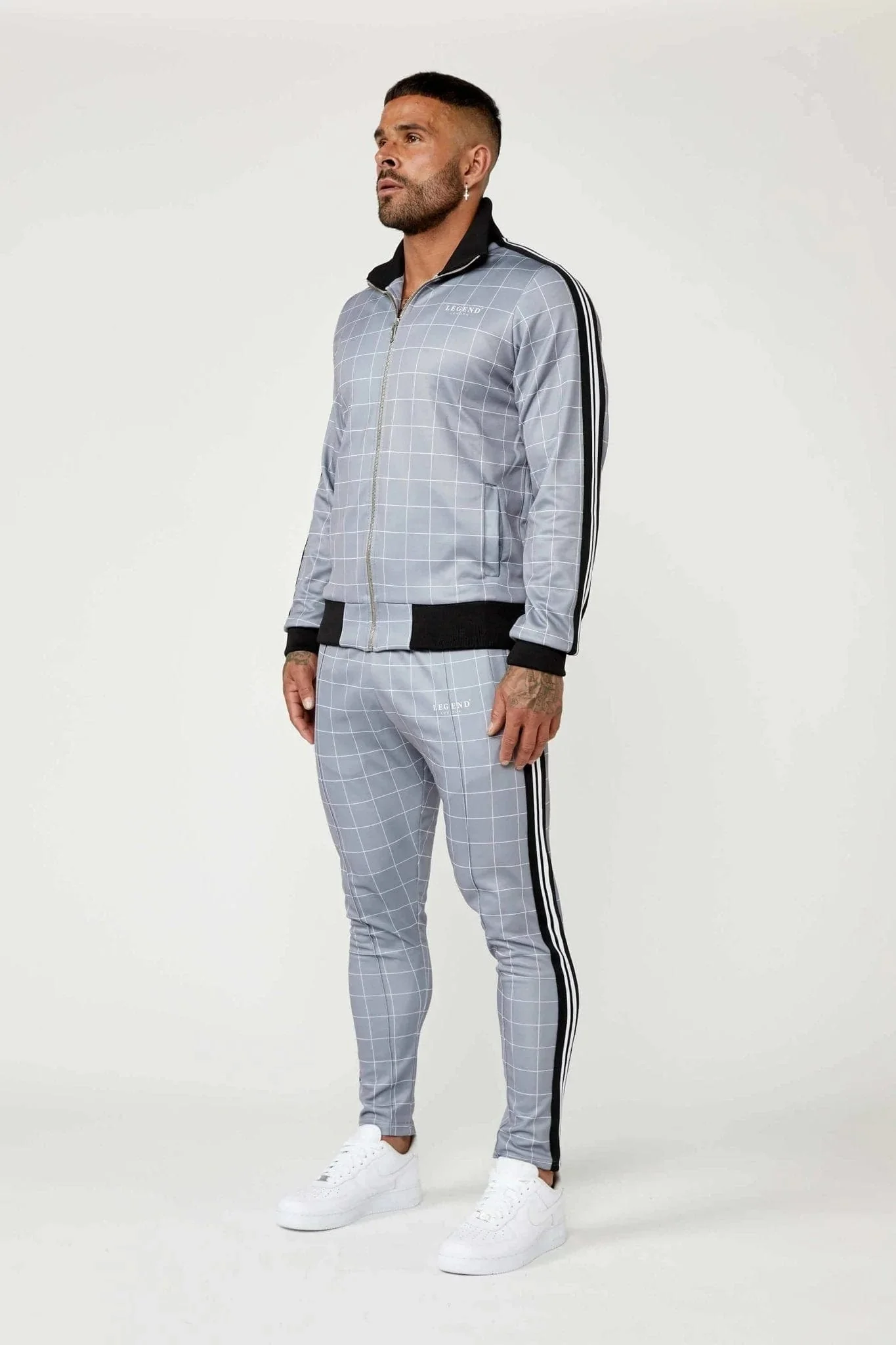 TRACK JACKET IN WINDOWPANE CHECK - GREY - Image 6