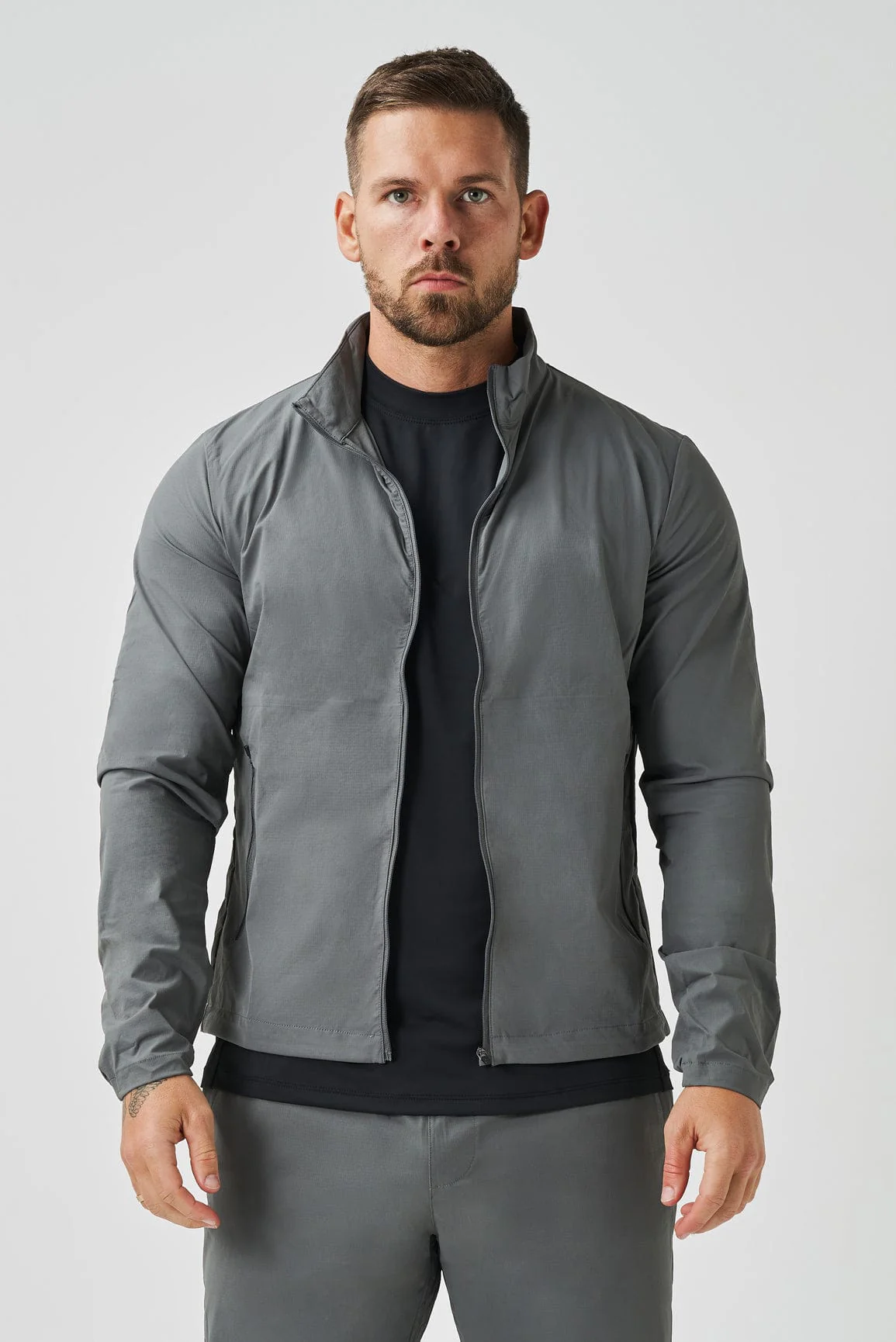 TRACKSUIT JACKET - LIGHT GREY - Image 3