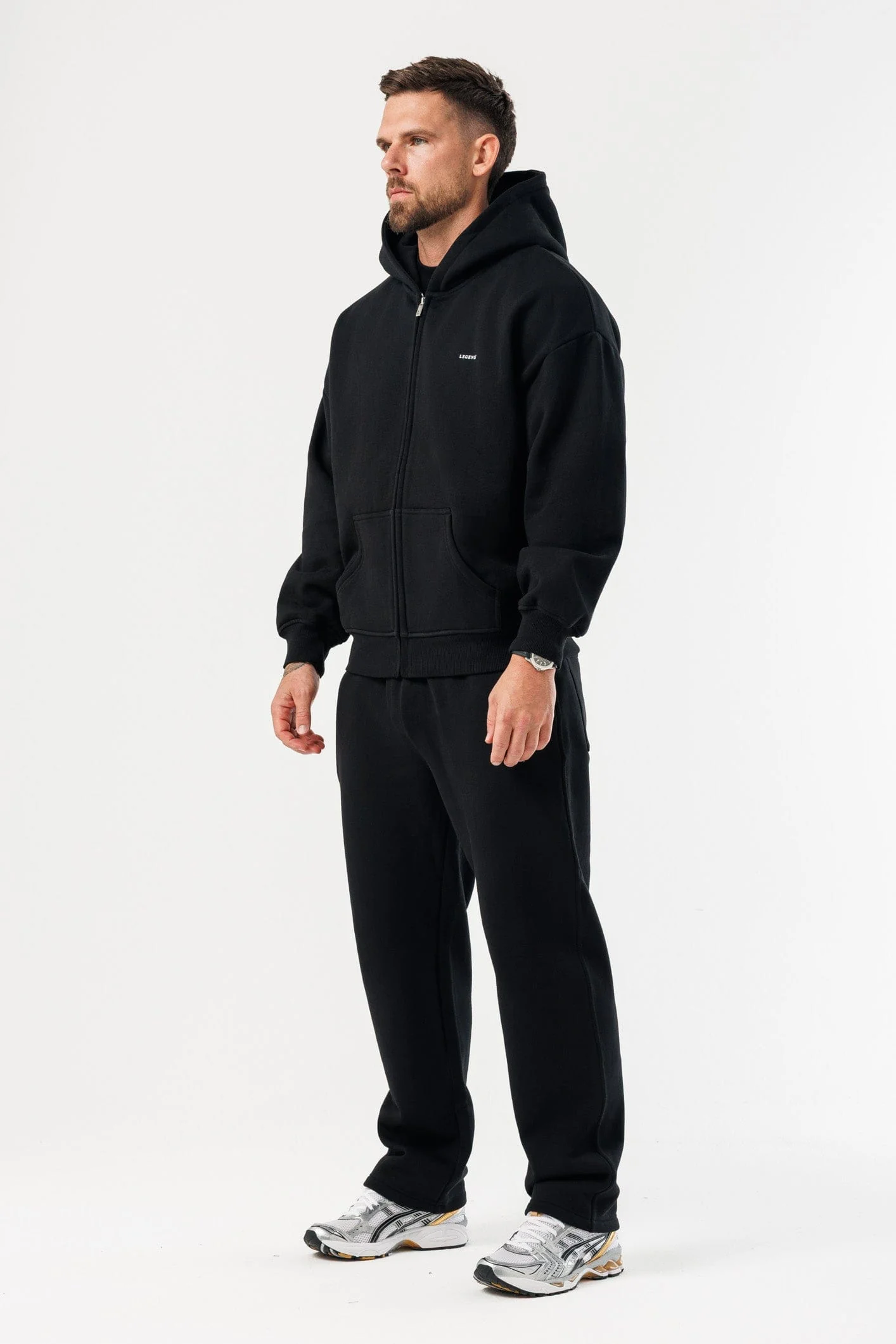 ZIPPED HOODIE - BLACK - Image 8