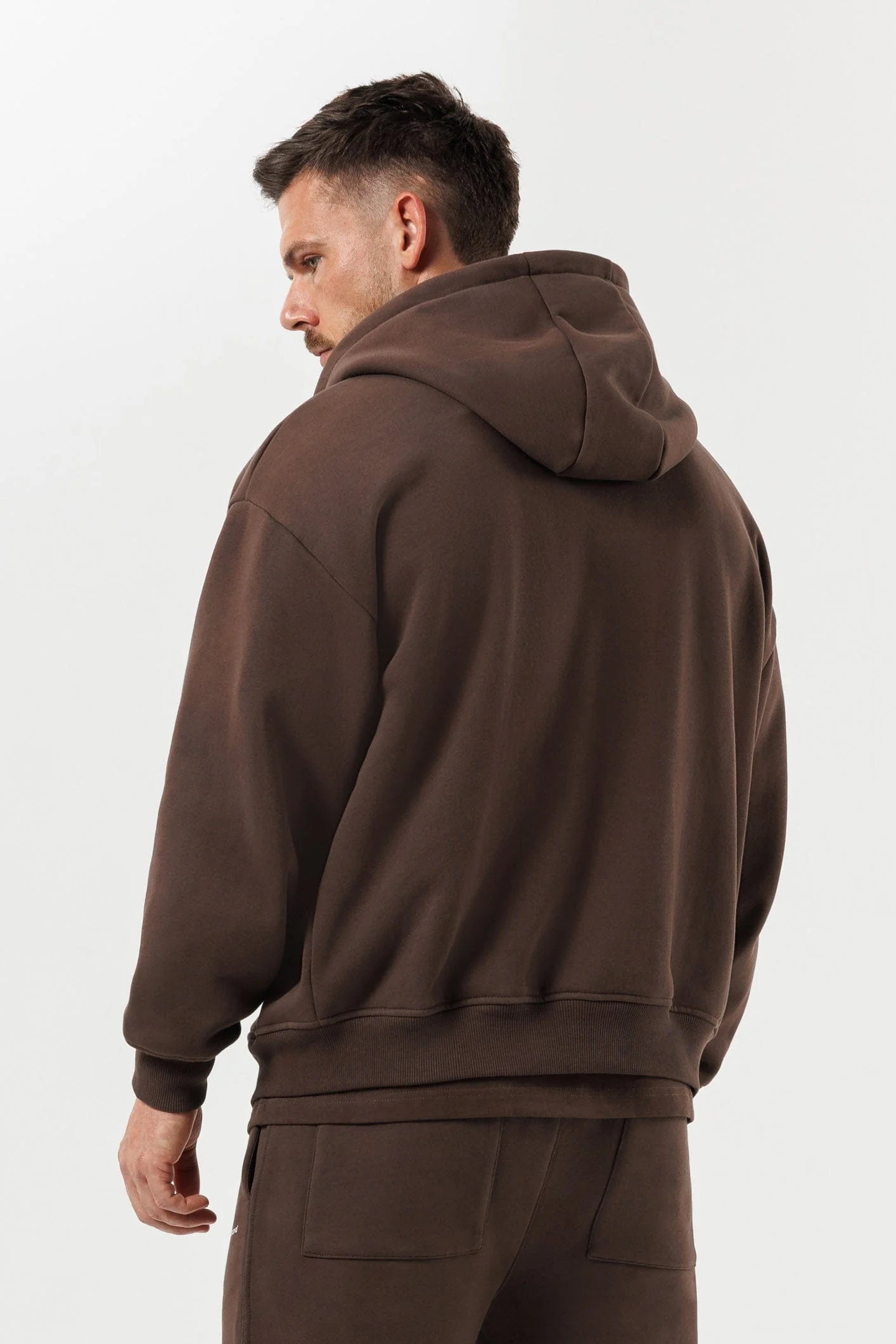 ZIPPED HOODIE - BROWN - Image 4