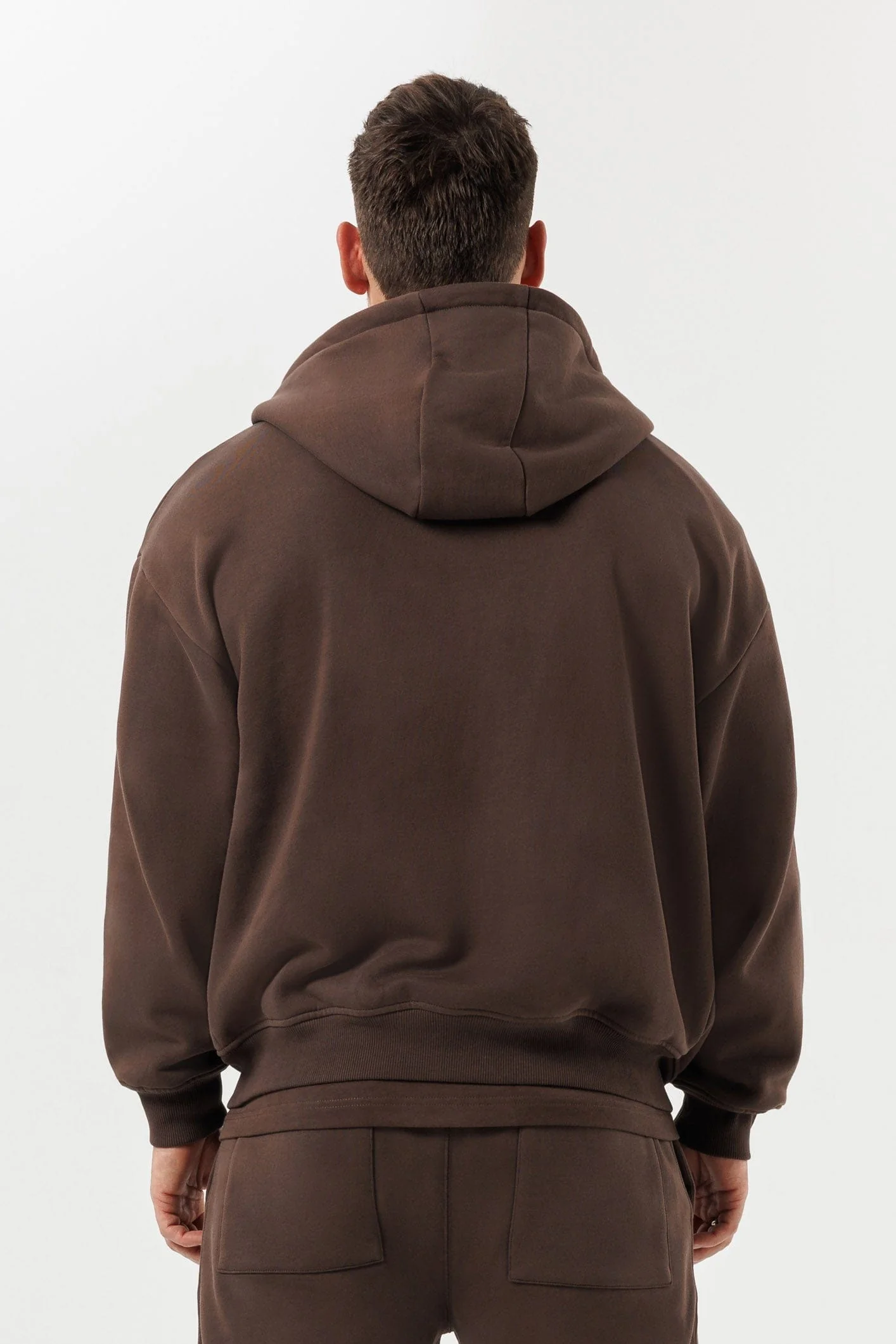 ZIPPED HOODIE - BROWN - Image 5