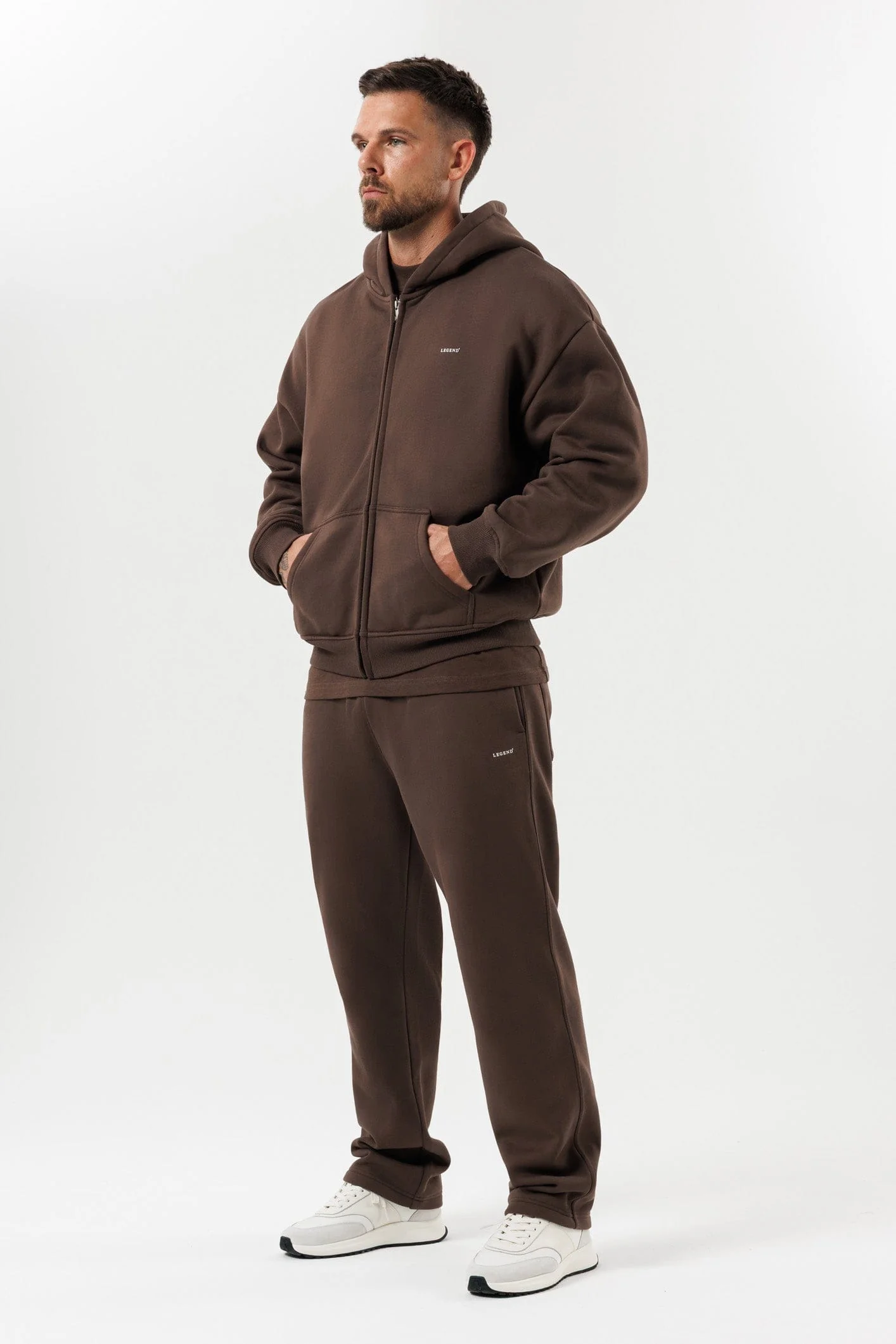 ZIPPED HOODIE - BROWN - Image 8