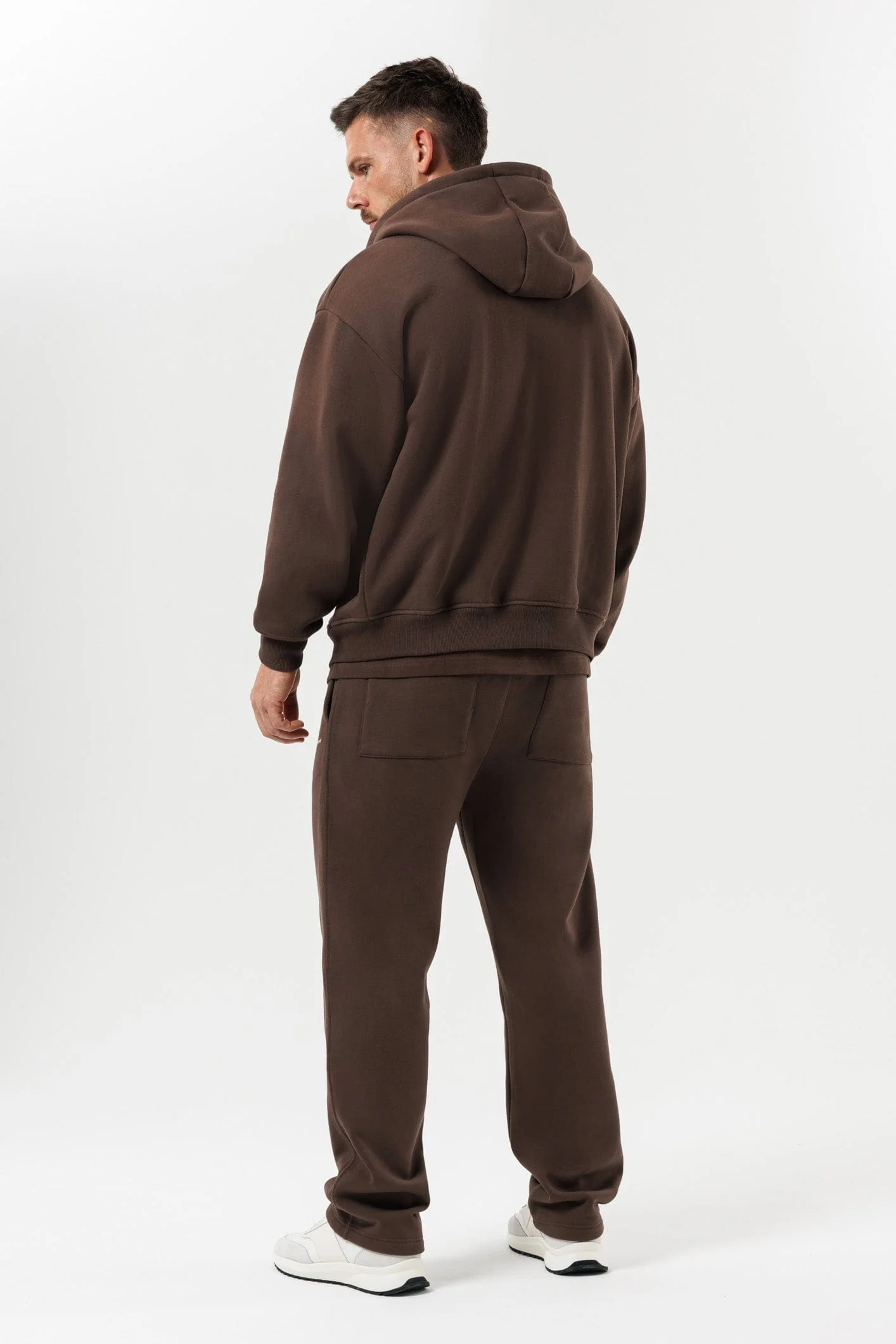 ZIPPED HOODIE - BROWN - Image 9