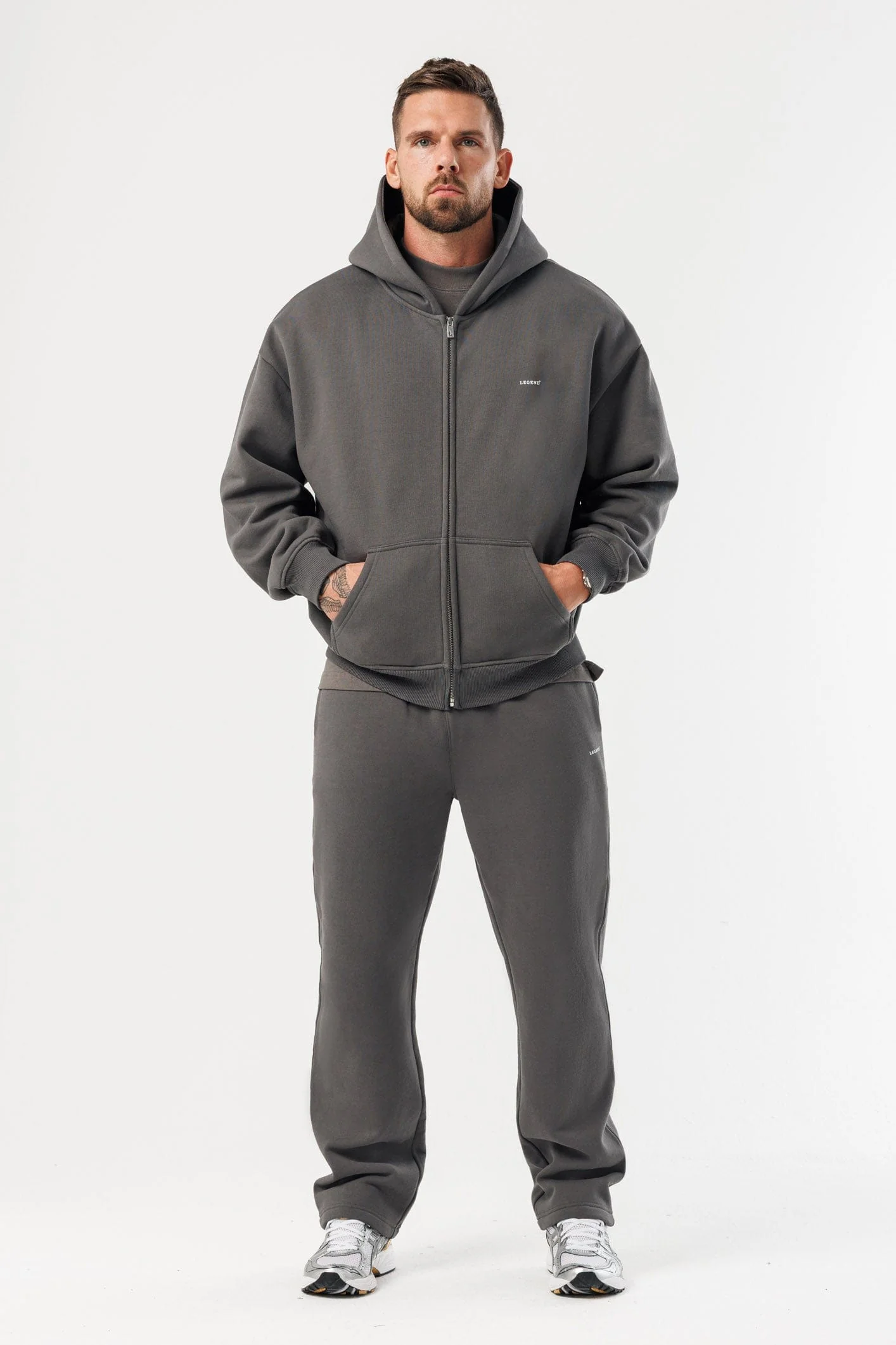 ZIPPED HOODIE - DARK GREY - Image 2