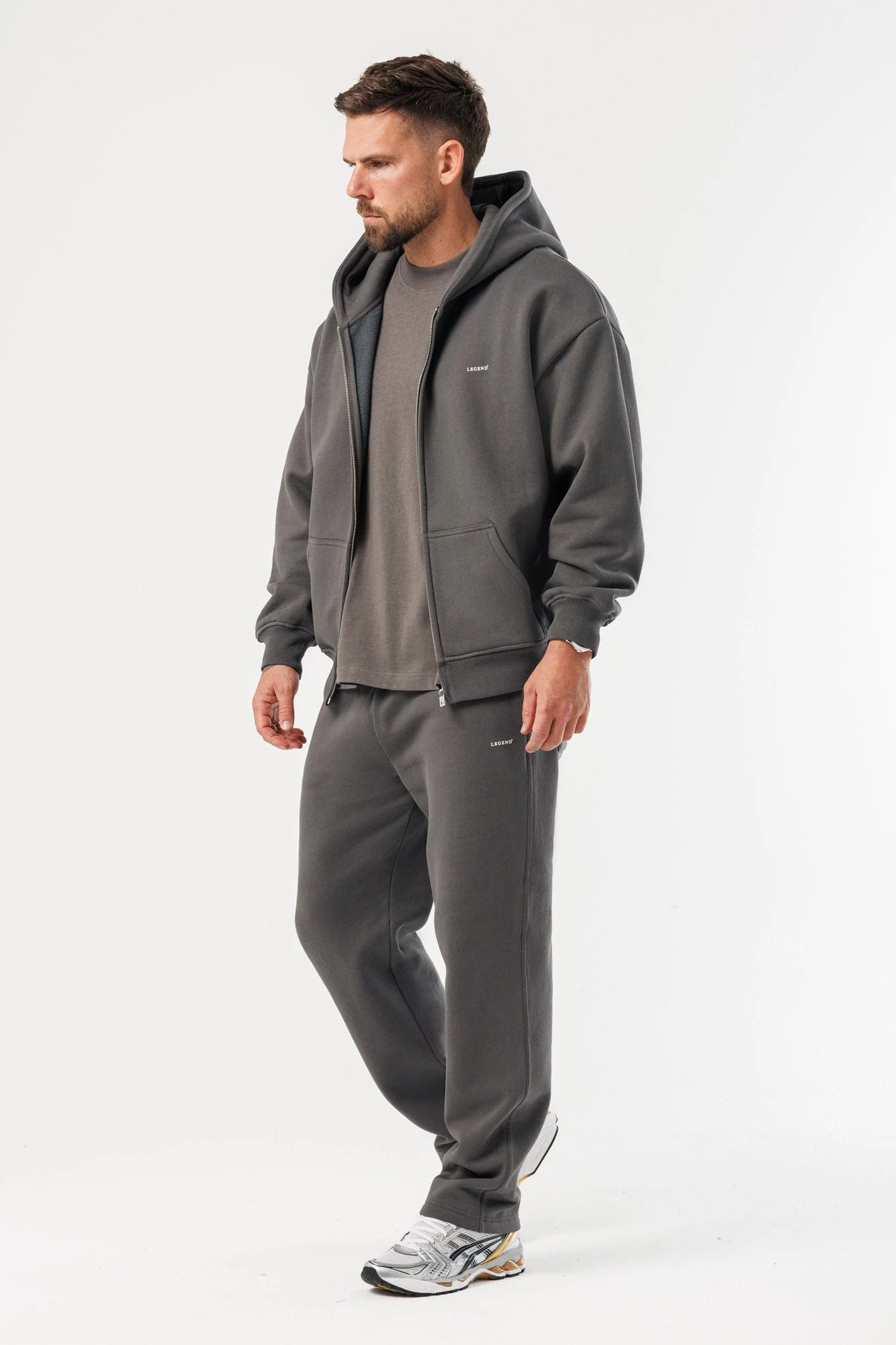 ZIPPED HOODIE - DARK GREY - Image 7