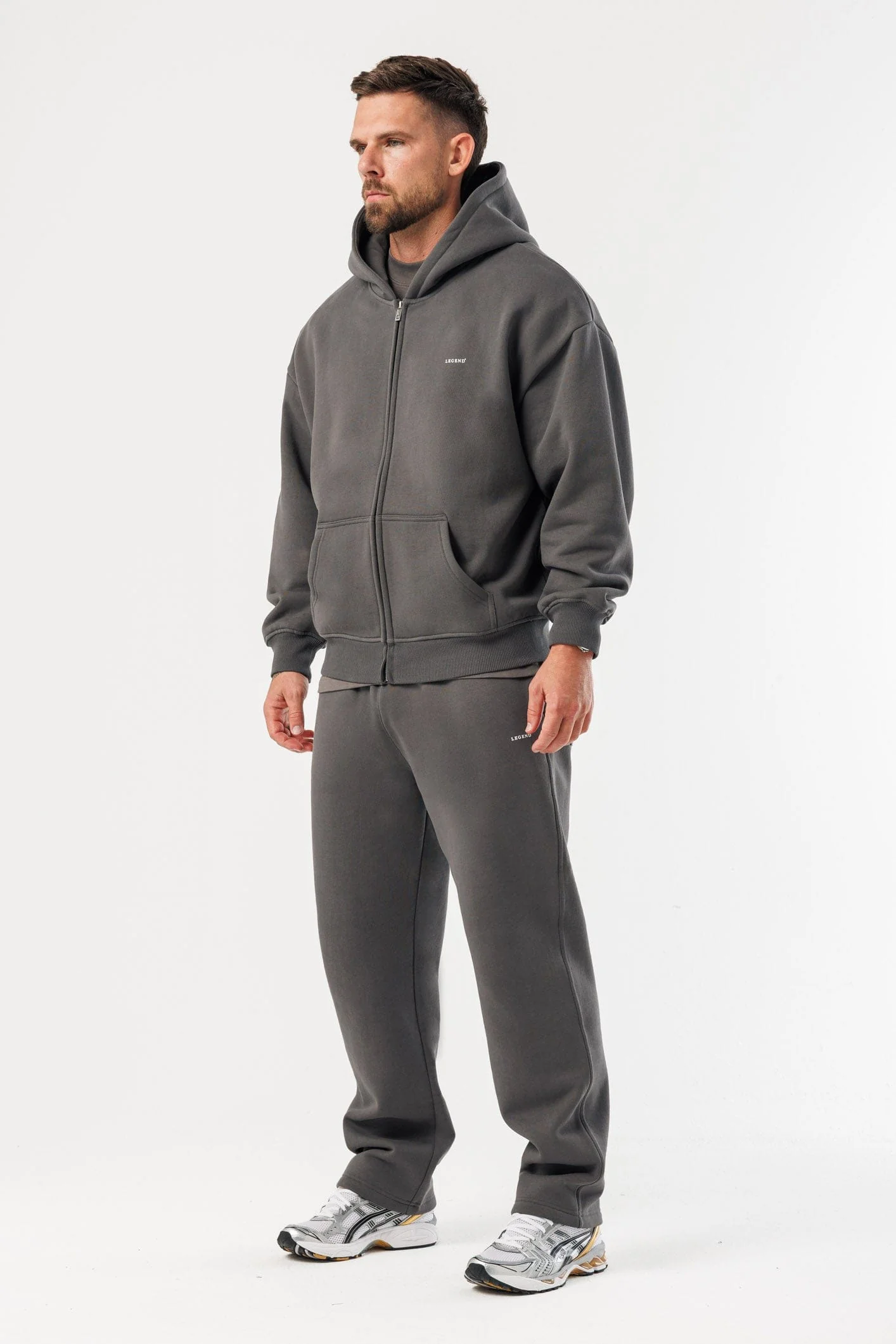 ZIPPED HOODIE - DARK GREY - Image 9