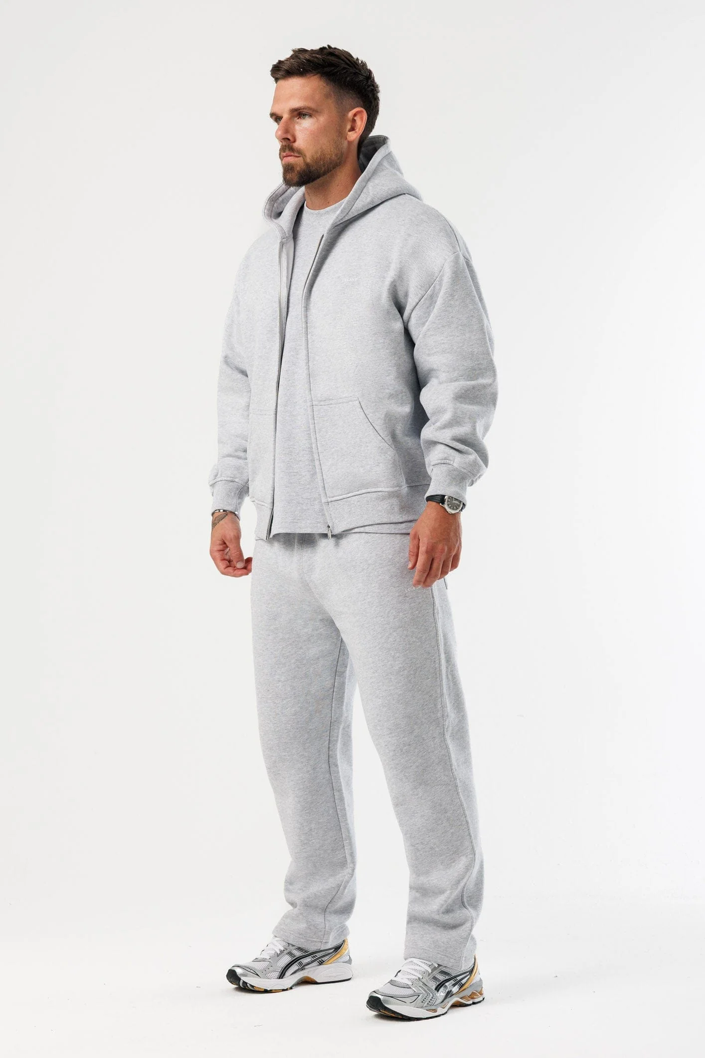 ZIPPED HOODIE - GREY MARL - Image 3