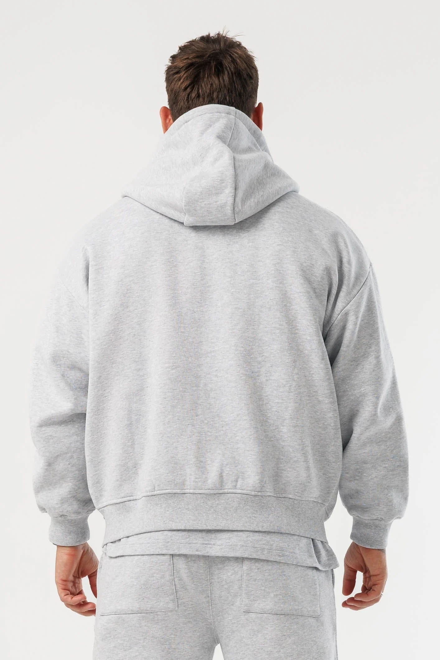 ZIPPED HOODIE - GREY MARL - Image 6