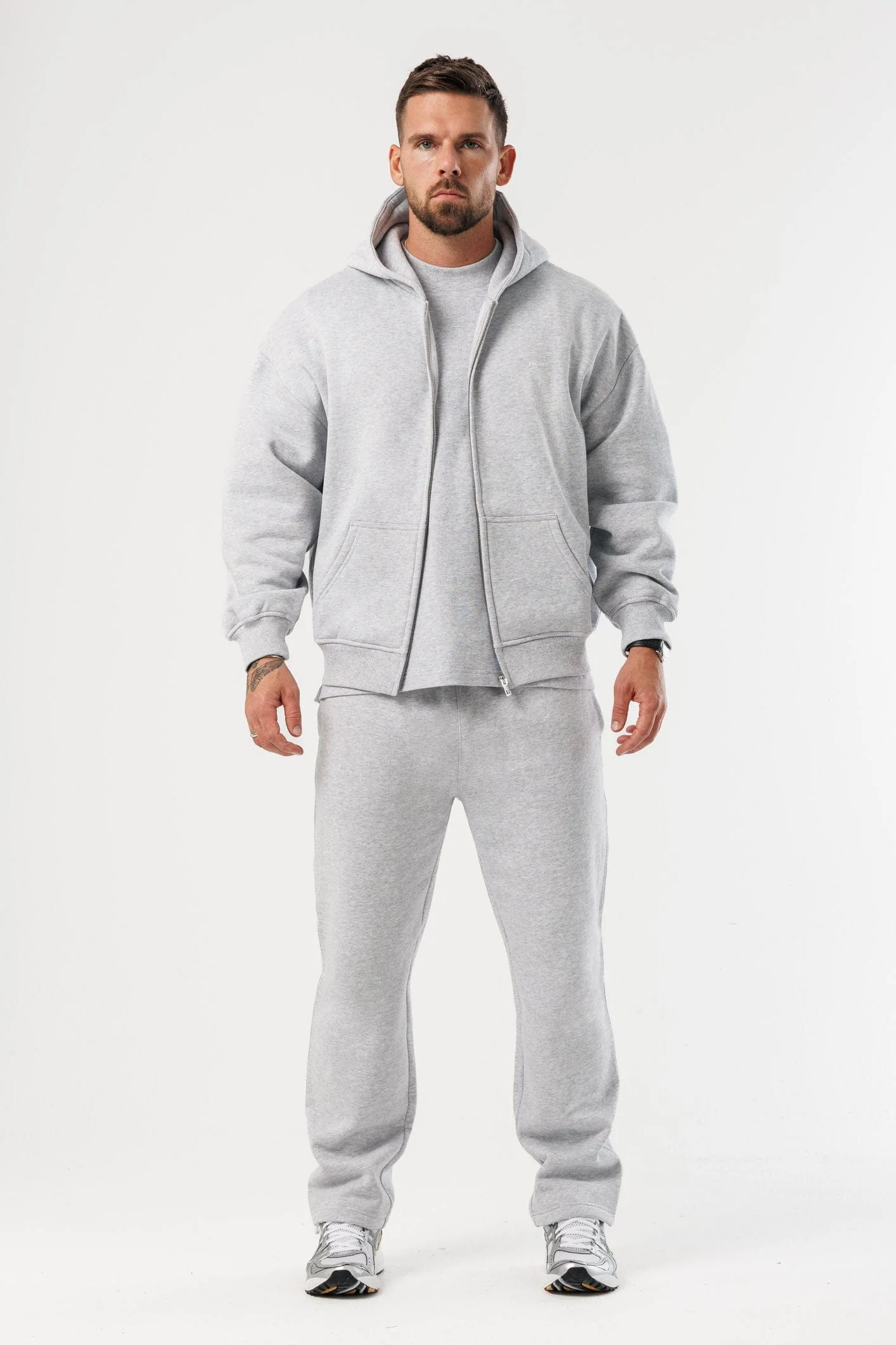 ZIPPED HOODIE - GREY MARL - Image 7