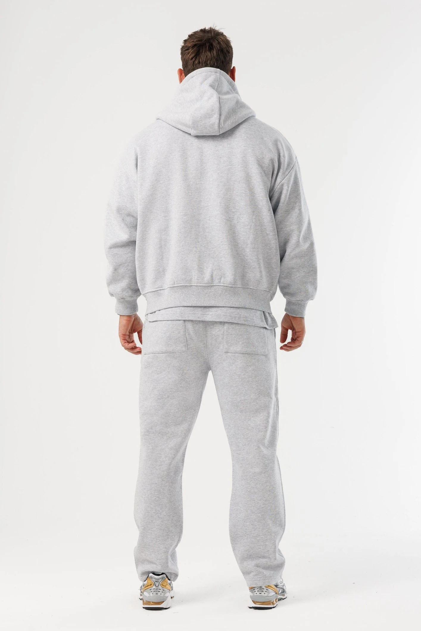 ZIPPED HOODIE - GREY MARL - Image 8