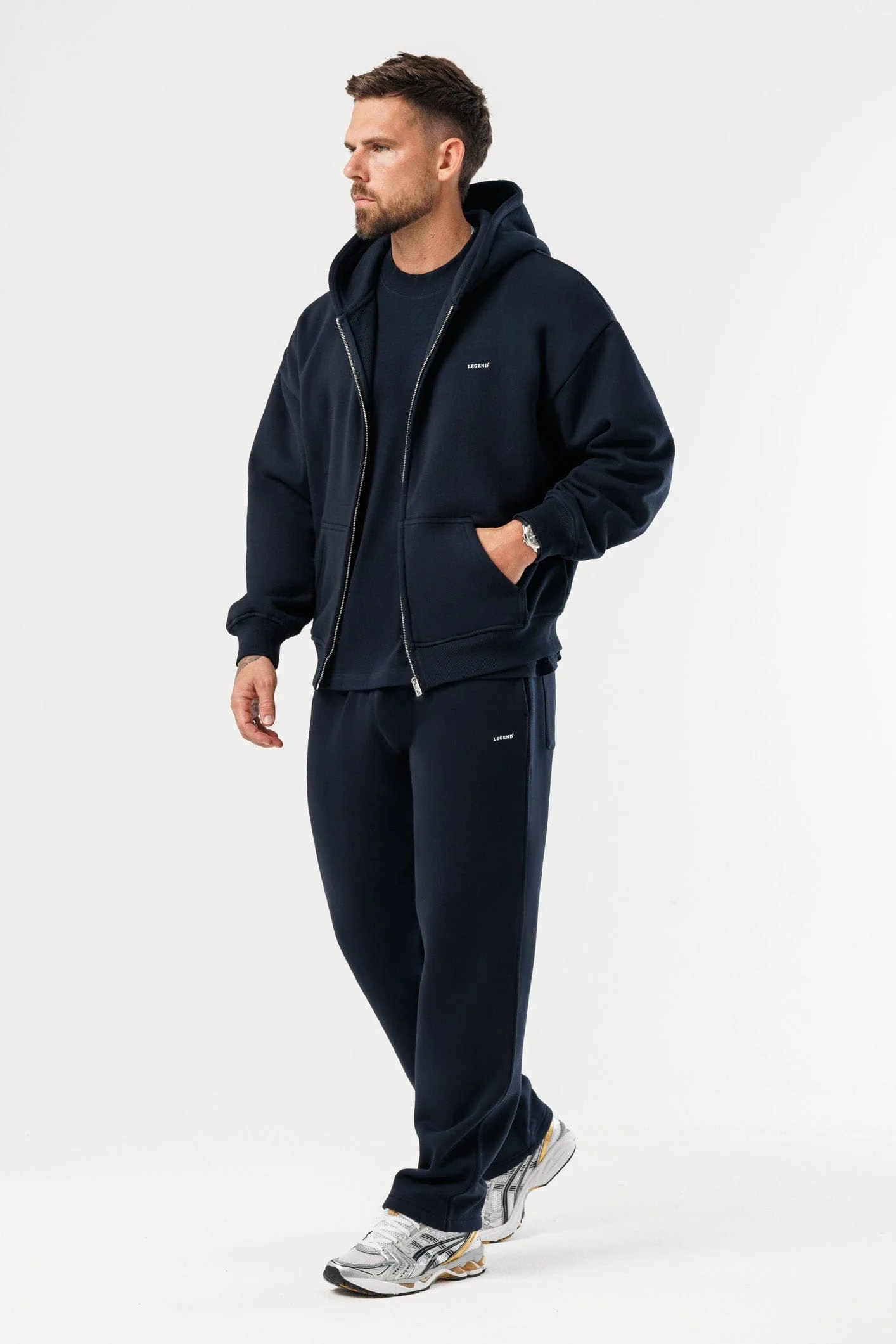 ZIPPED HOODIE - NAVY - Image 7