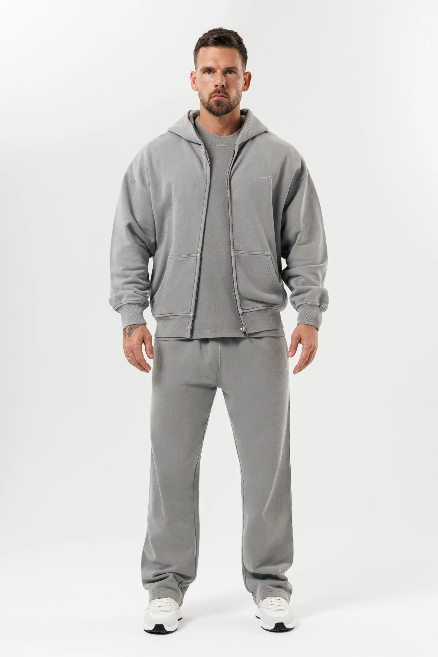 ZIPPED HOODIE - WASHED GREY - Image 10