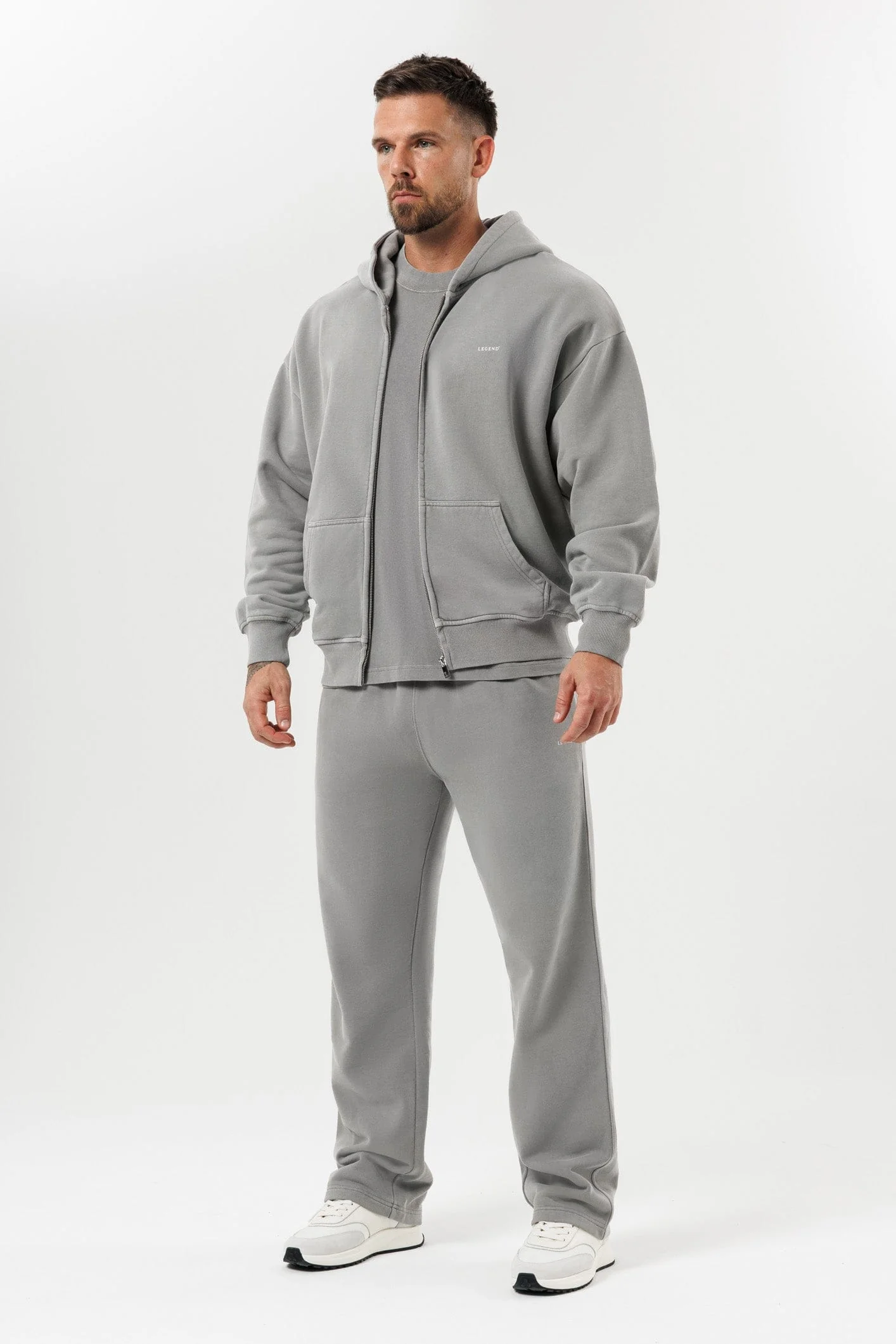 ZIPPED HOODIE - WASHED GREY - Image 11