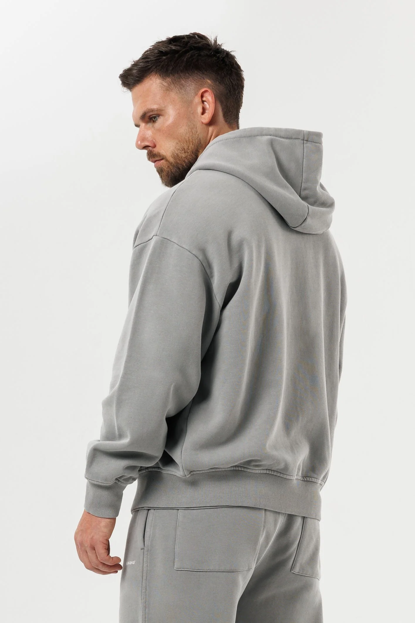 ZIPPED HOODIE - WASHED GREY - Image 6